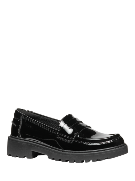 Geox Kids' Casey Patent Loafers, Black - view 2, Black