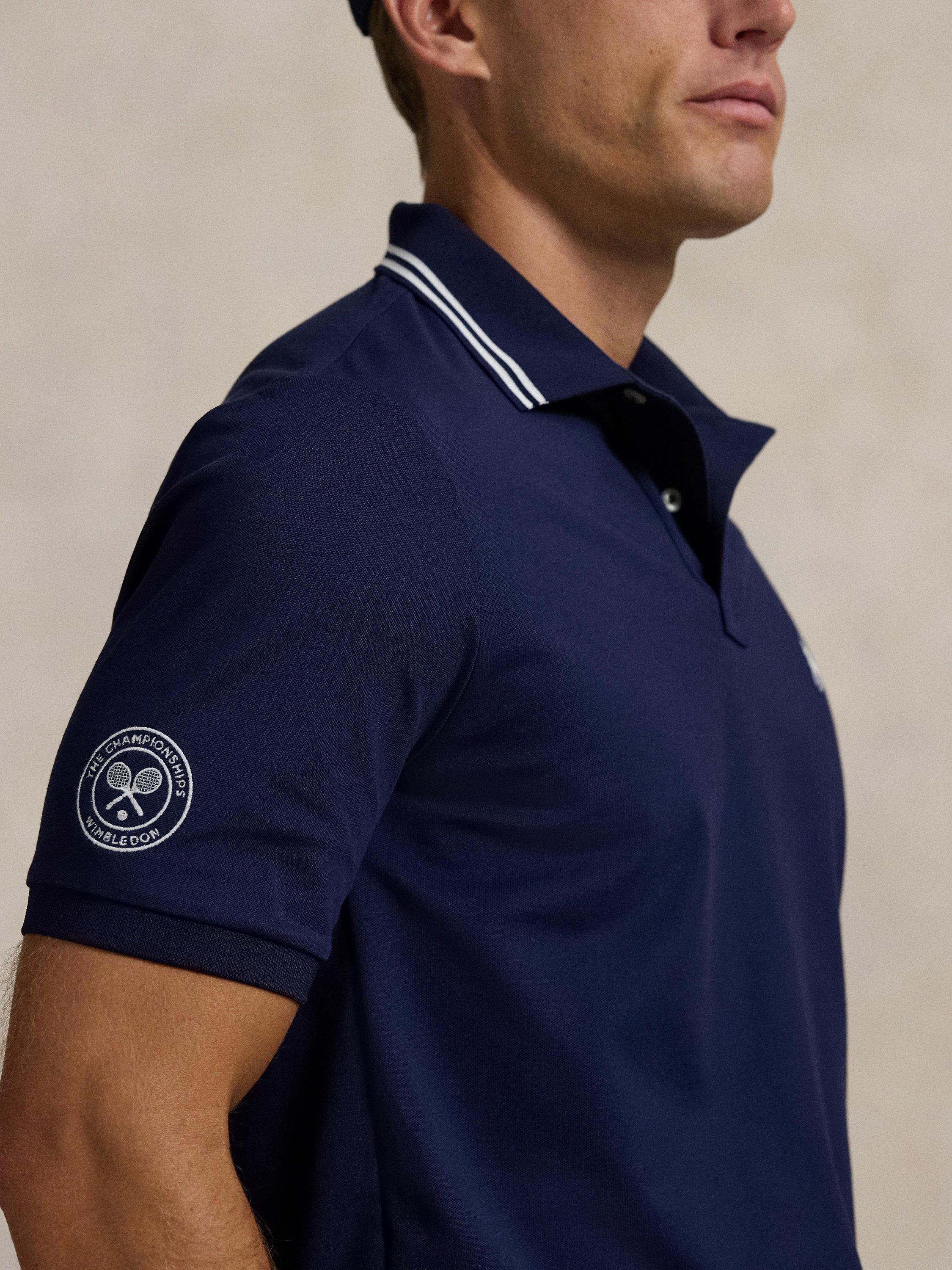 Product image 3 of 5, which shows Polo Ralph Lauren X Wimbledon Cotton Blend Regular Fit Short Sleeve Polo Shirt, Refined Navy, M