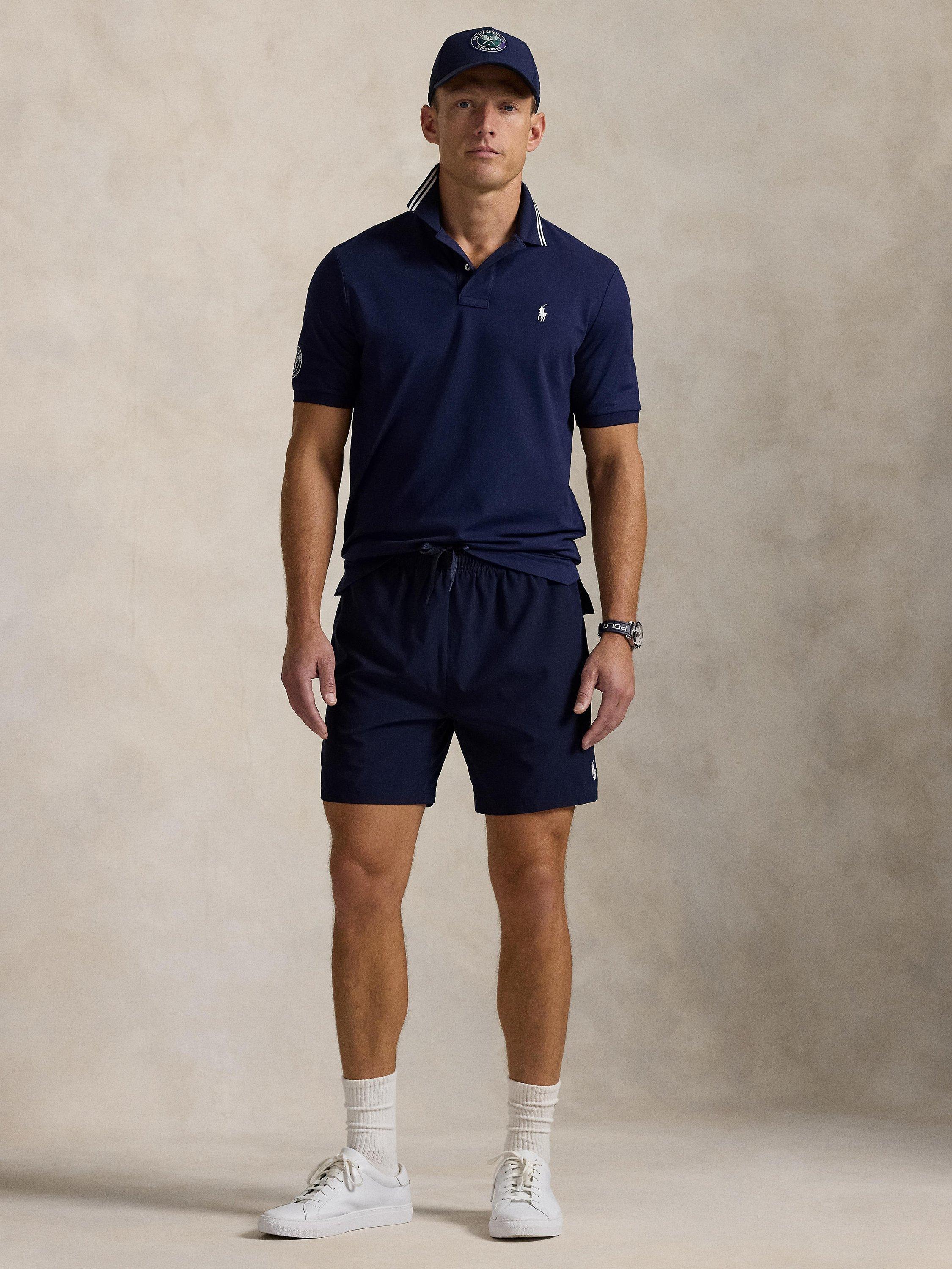 Product image 4 of 5, which shows Polo Ralph Lauren X Wimbledon Cotton Blend Regular Fit Short Sleeve Polo Shirt, Refined Navy, M