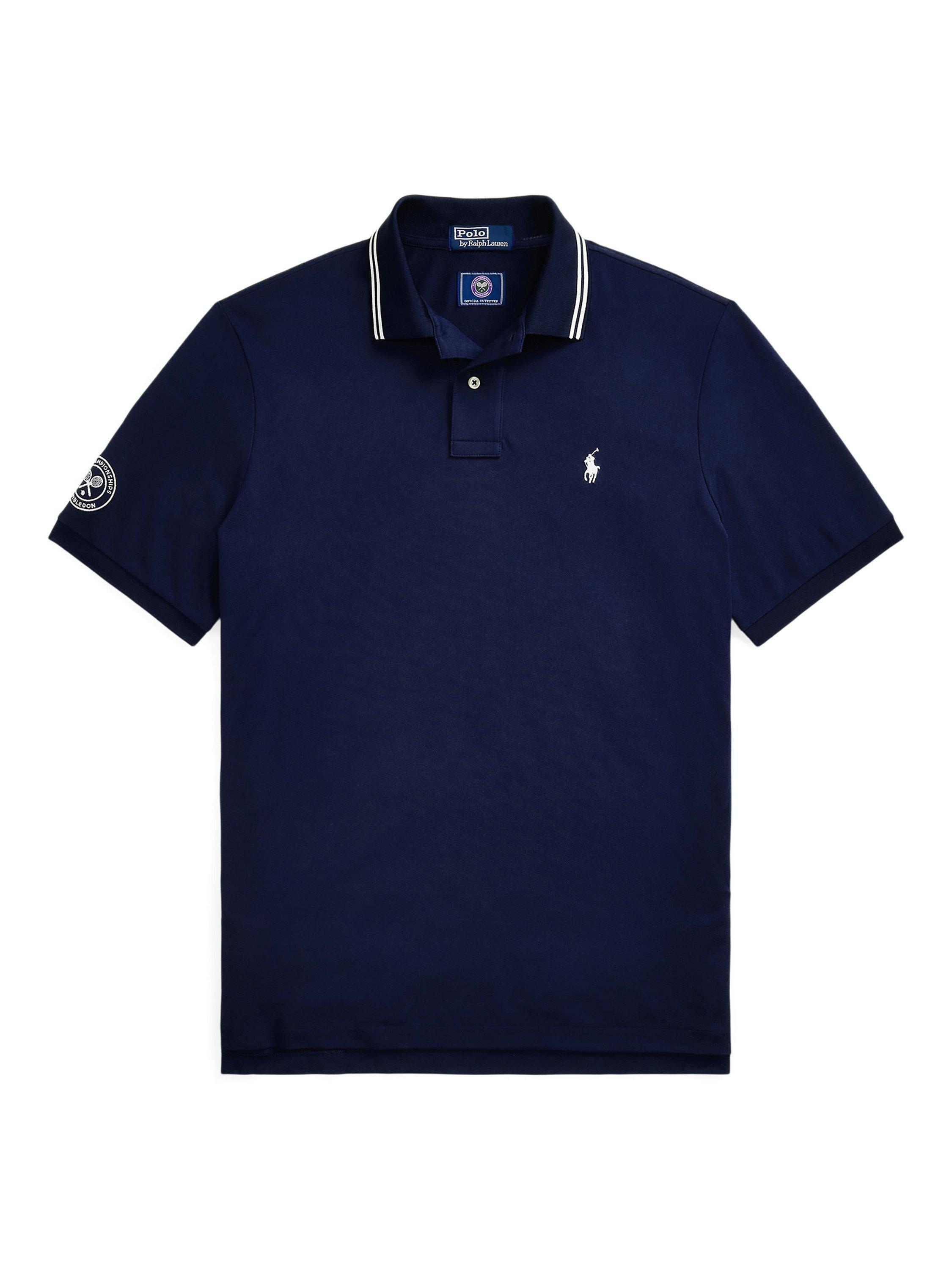 Product image 5 of 5, which shows Polo Ralph Lauren X Wimbledon Cotton Blend Regular Fit Short Sleeve Polo Shirt, Refined Navy, M