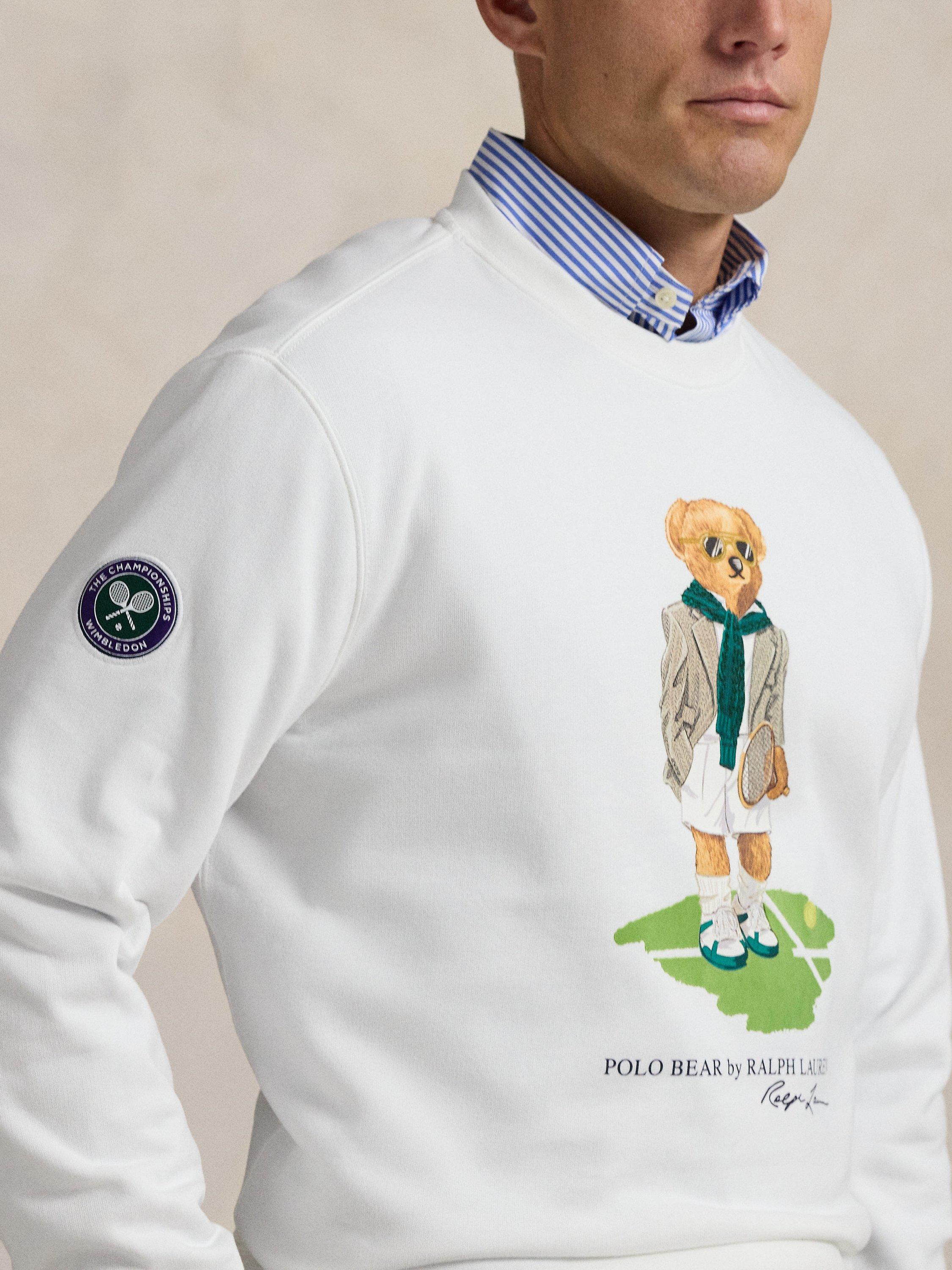 Product image 3 of 5, which shows Polo Ralph Lauren X Wimbledon 2025 Unisex Polo Bear Cotton Blend Sweatshirt, Ceramic White, XL