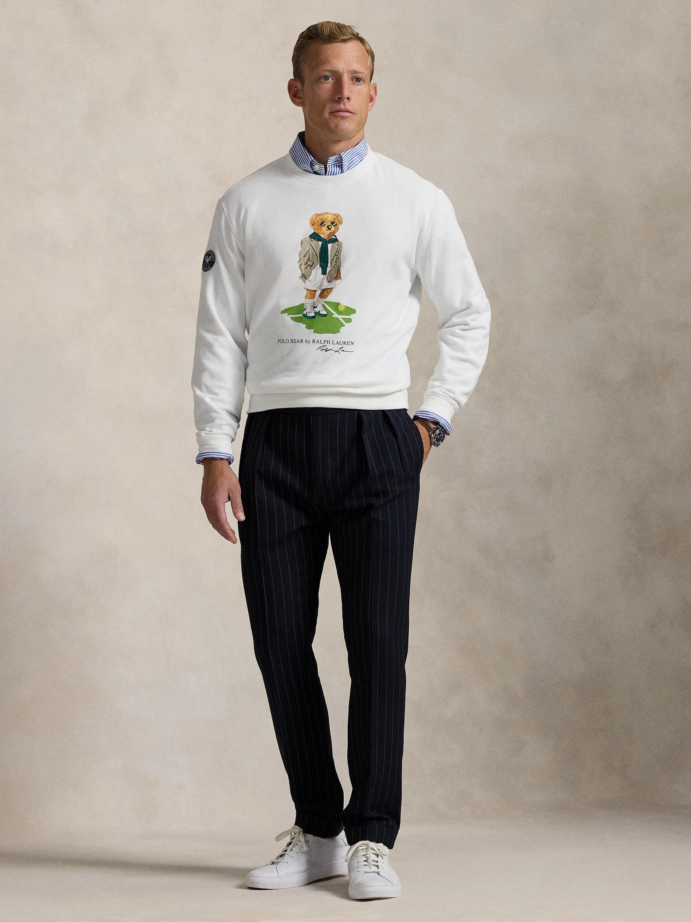 Product image 4 of 5, which shows Polo Ralph Lauren X Wimbledon 2025 Unisex Polo Bear Cotton Blend Sweatshirt, Ceramic White, XL