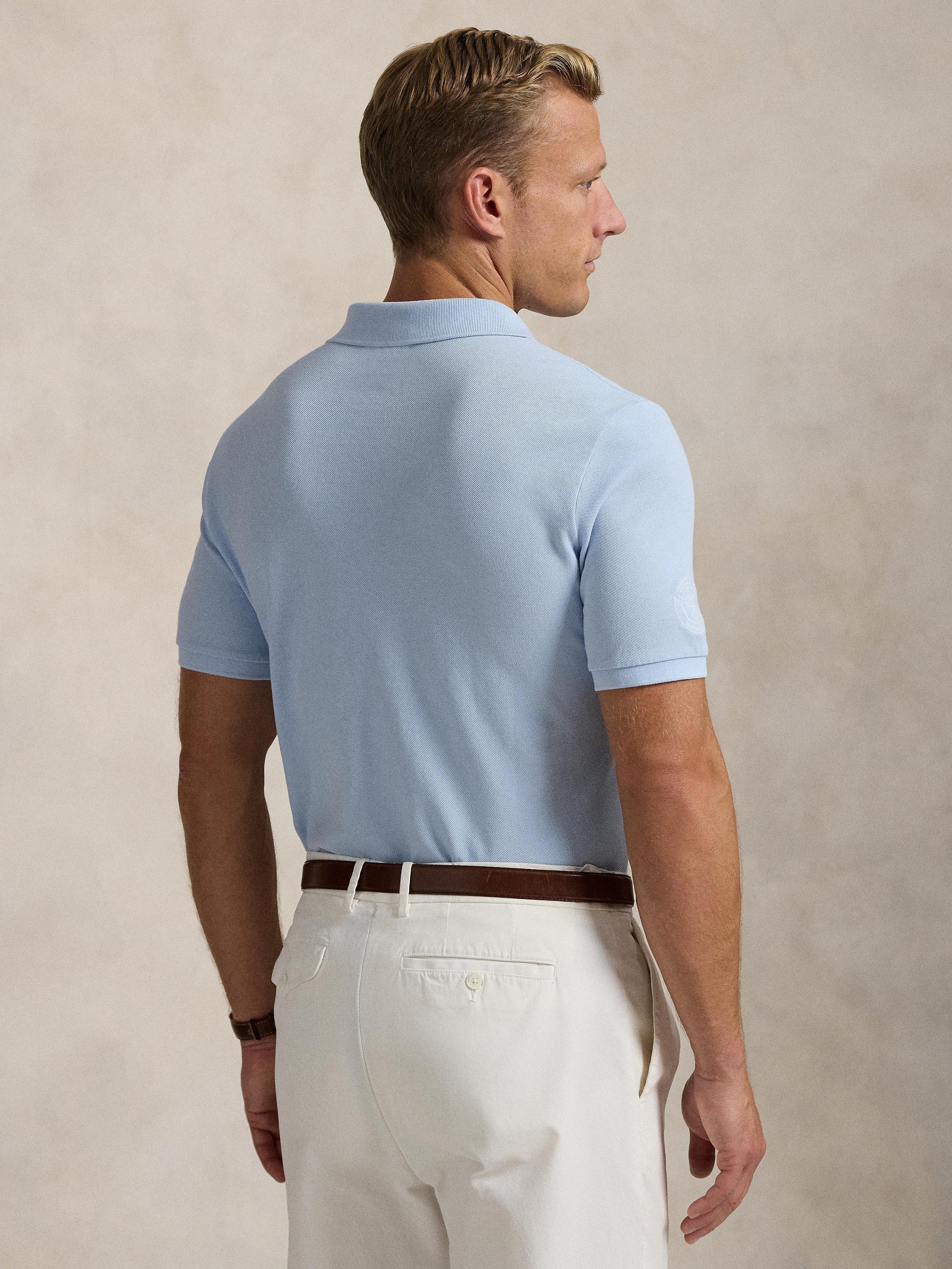 Product image 2 of 5, which shows Polo Ralph Lauren Cotton Custom Slim Fit Short Sleeve Polo Shirt, Southport Blue, L