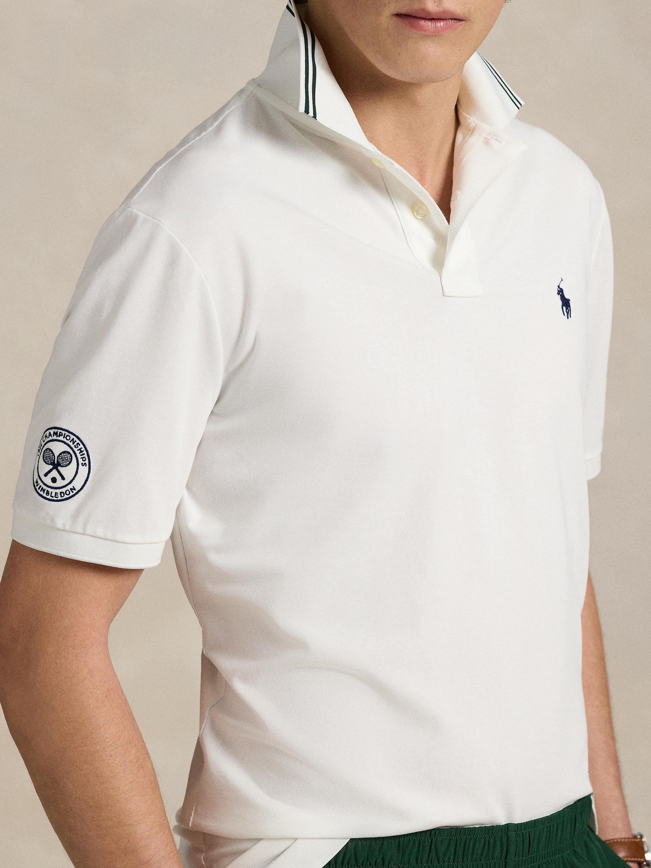 Product image 3 of 5, which shows Polo Ralph Lauren X Wimbledon Cotton Blend Regular Fit Short Sleeve Polo Shirt, Ceramic White, M
