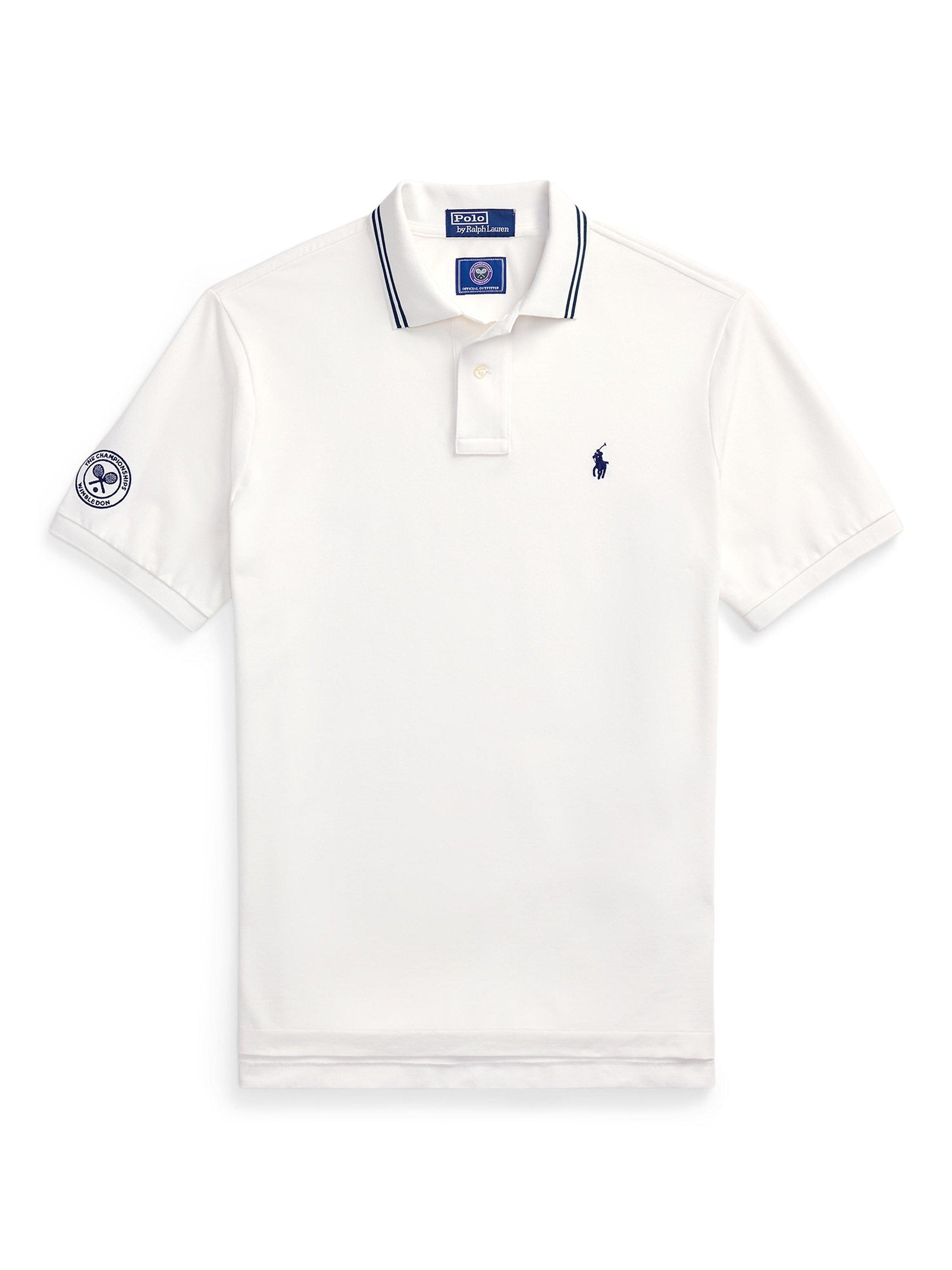 Product image 5 of 5, which shows Polo Ralph Lauren X Wimbledon Cotton Blend Regular Fit Short Sleeve Polo Shirt, Ceramic White, M