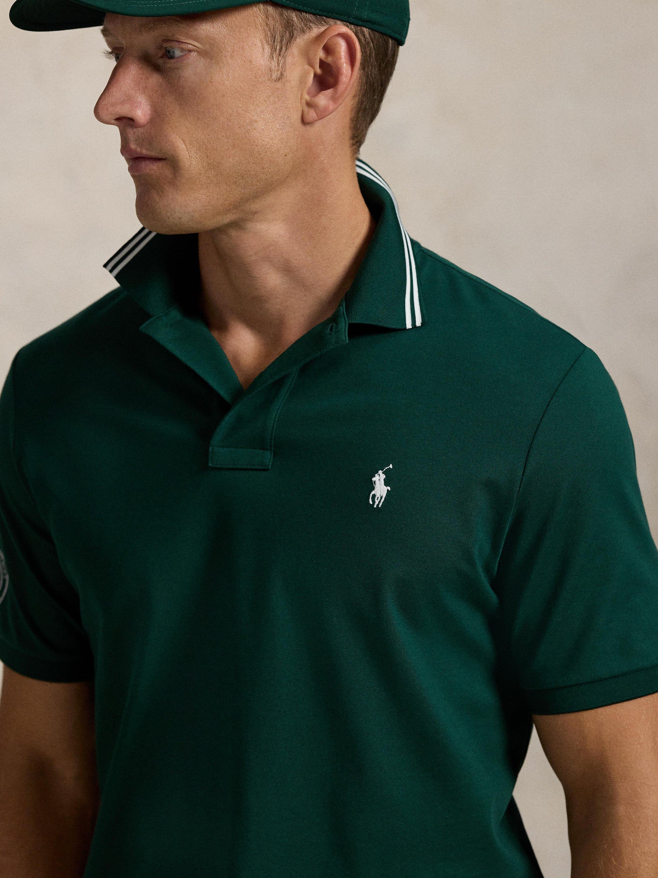 Product image 3 of 5, which shows Polo Ralph Lauren X Wimbledon Cotton Blend Regular Fit Short Sleeve Polo Shirt, Moss Agate, L