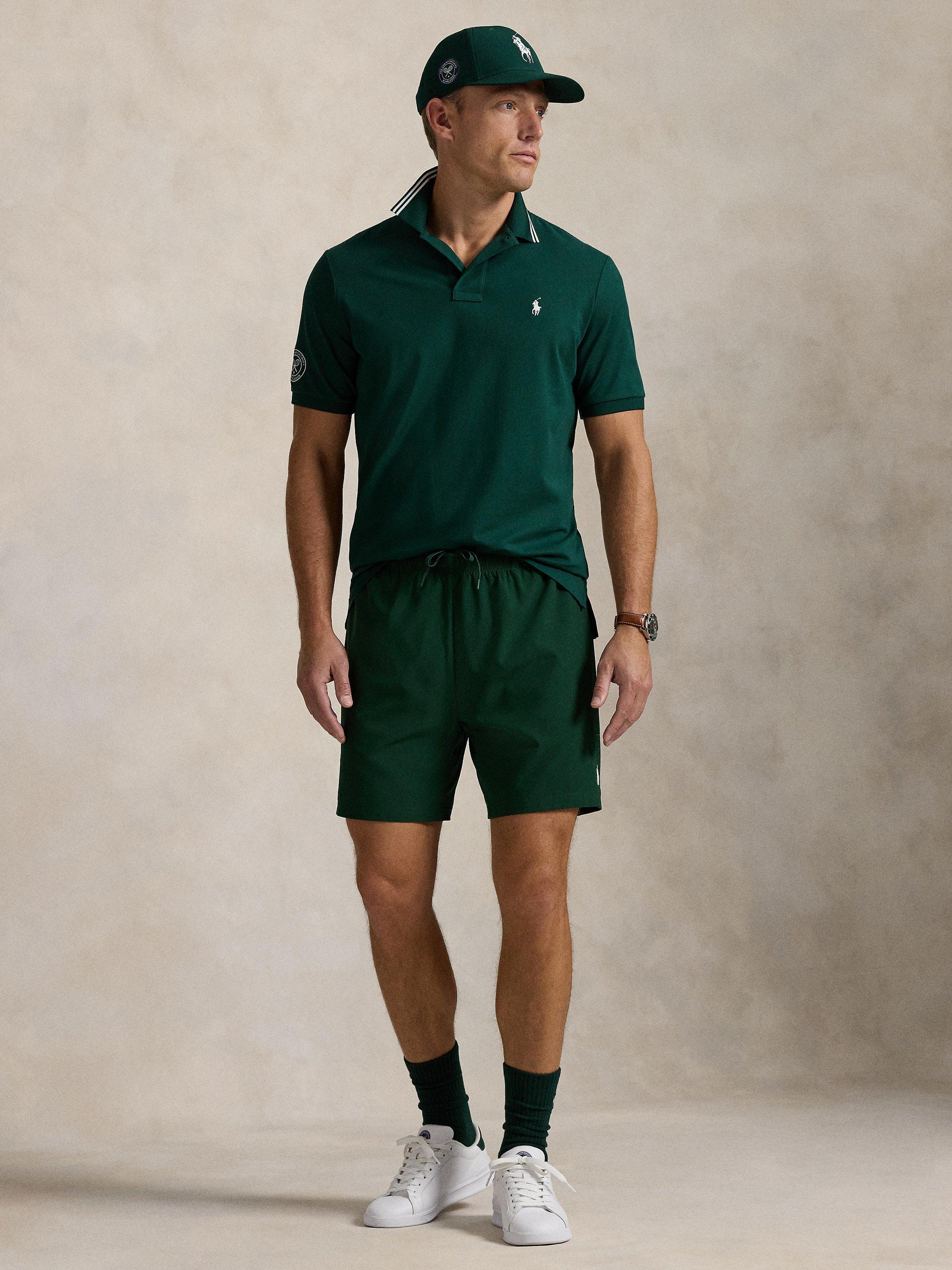 Product image 4 of 5, which shows Polo Ralph Lauren X Wimbledon Cotton Blend Regular Fit Short Sleeve Polo Shirt, Moss Agate, L