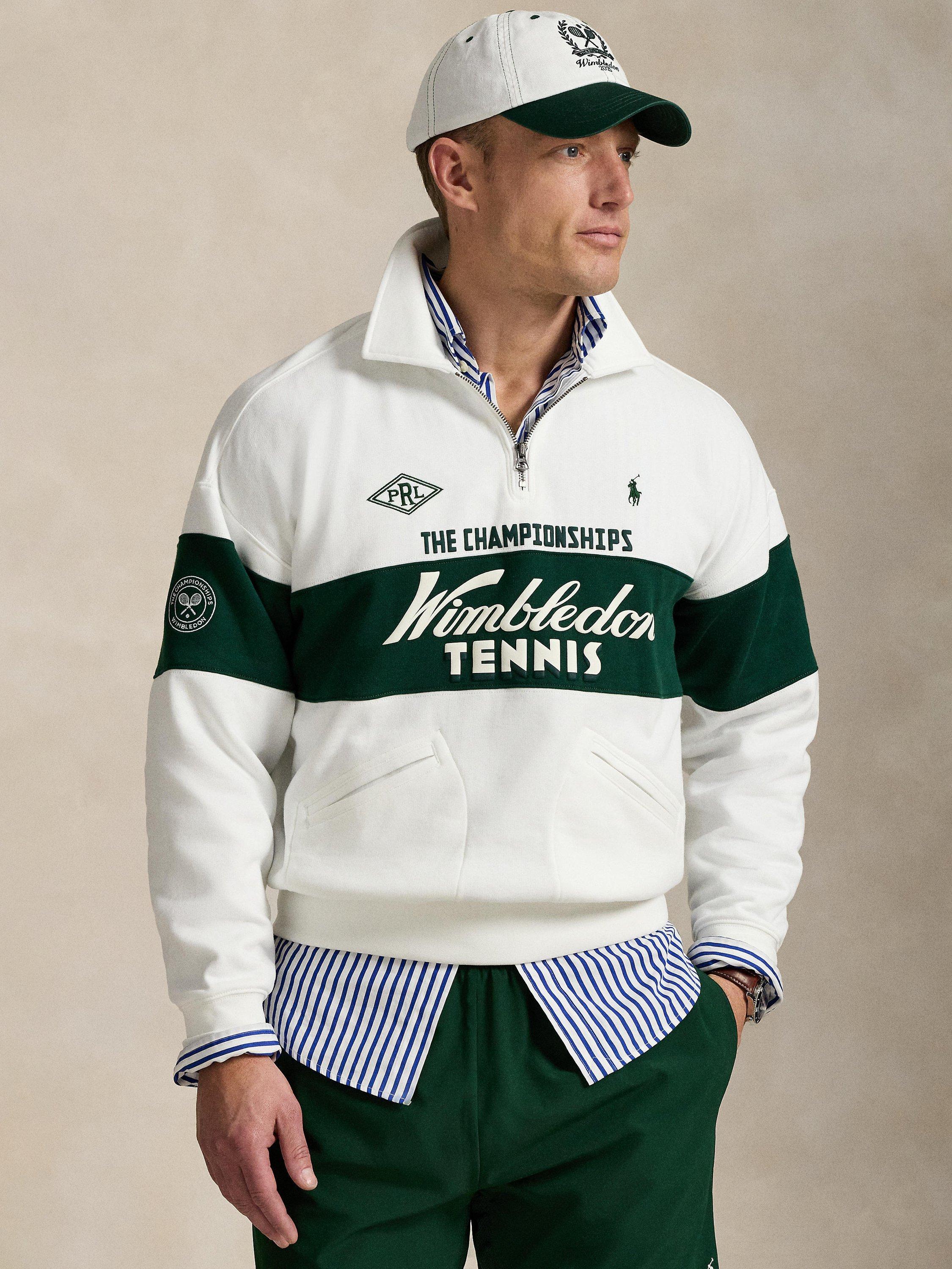 Polo Ralph Lauren X Wimbledon 2025 Unisex Half-Zip Sweatshirt, Ceramic White