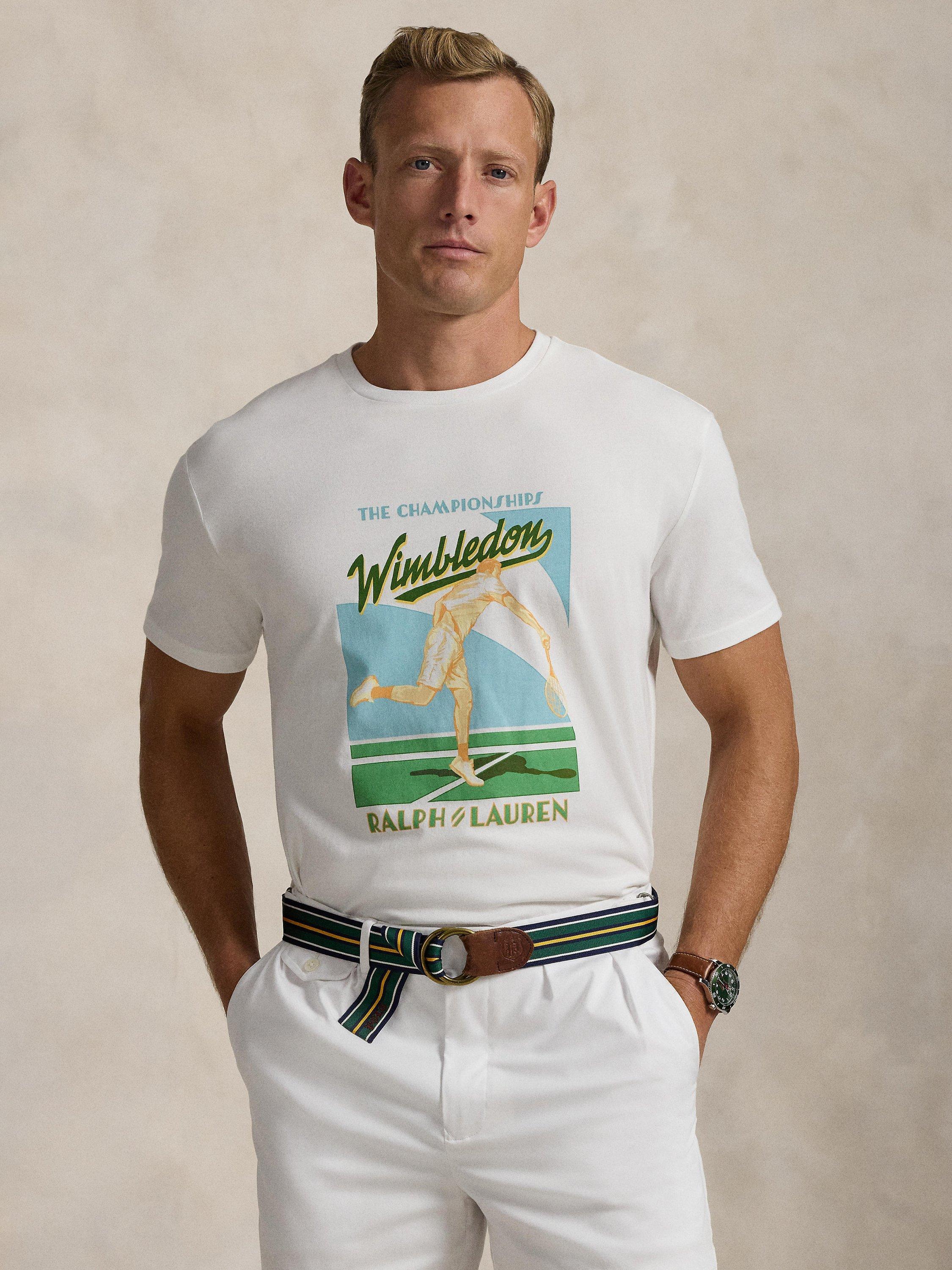 Polo Ralph Lauren Wimbledon 2025 Cotton Regular Fit Short Sleeve Graphic T-Shirt, Ceramic White