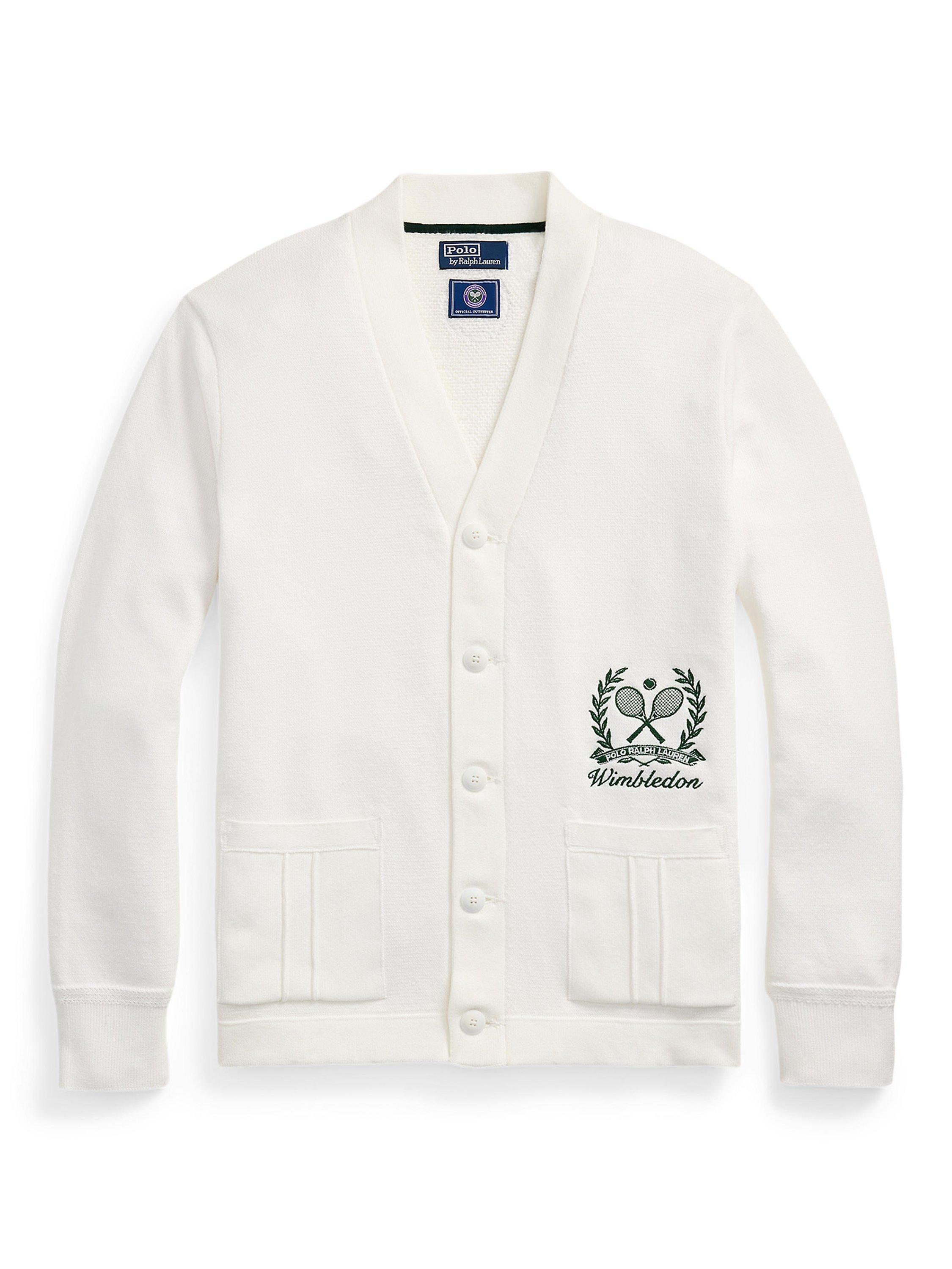 Product image 5 of 5, which shows Ralph Lauren Wimbledon 2025 Crest Cardigan, Ceramic White, M