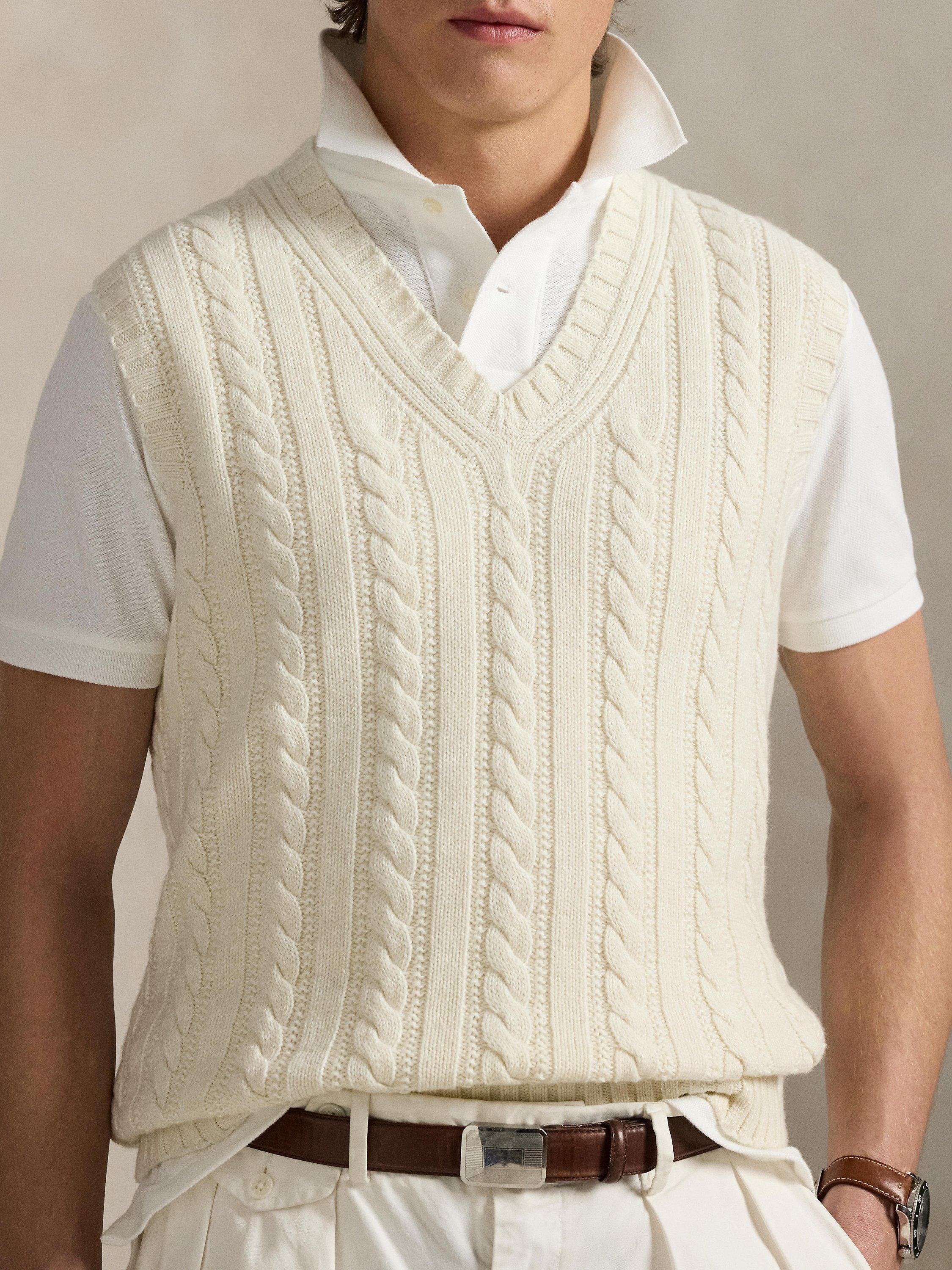 Product image 3 of 5, which shows Polo Ralph Lauren X Wimbledon 2025 Cashmere Blend Vintage Knit Vest, White, M