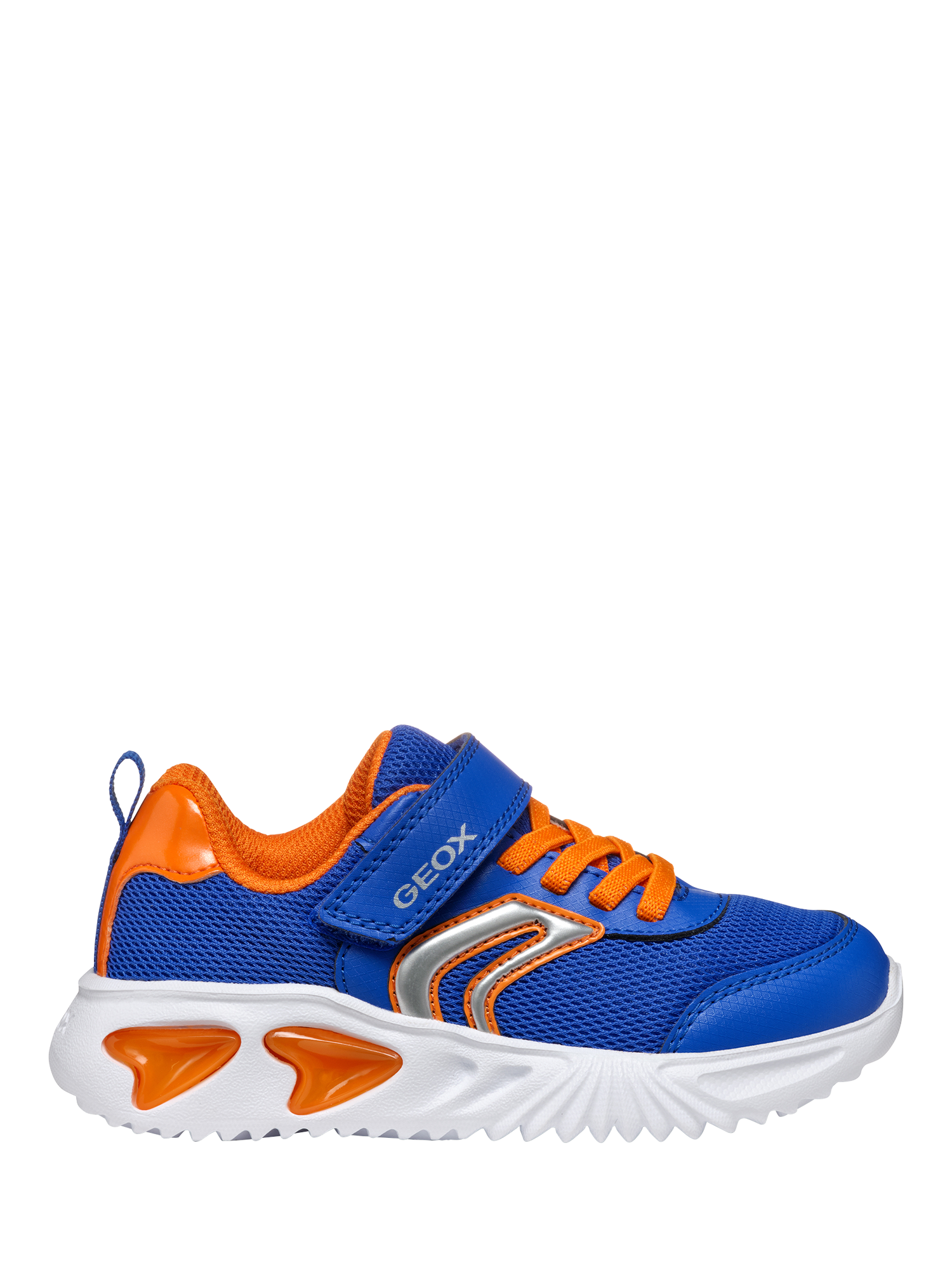 Geox Kids' Assister Light Up Trainers, Blue/Orange