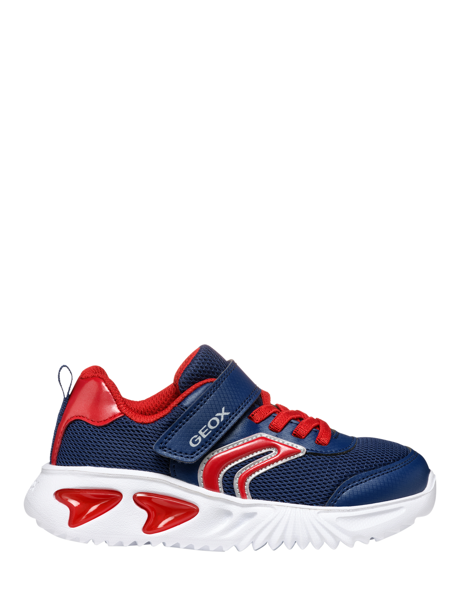 Geox Kids' Assister Light Up Trainers, Navy/Red