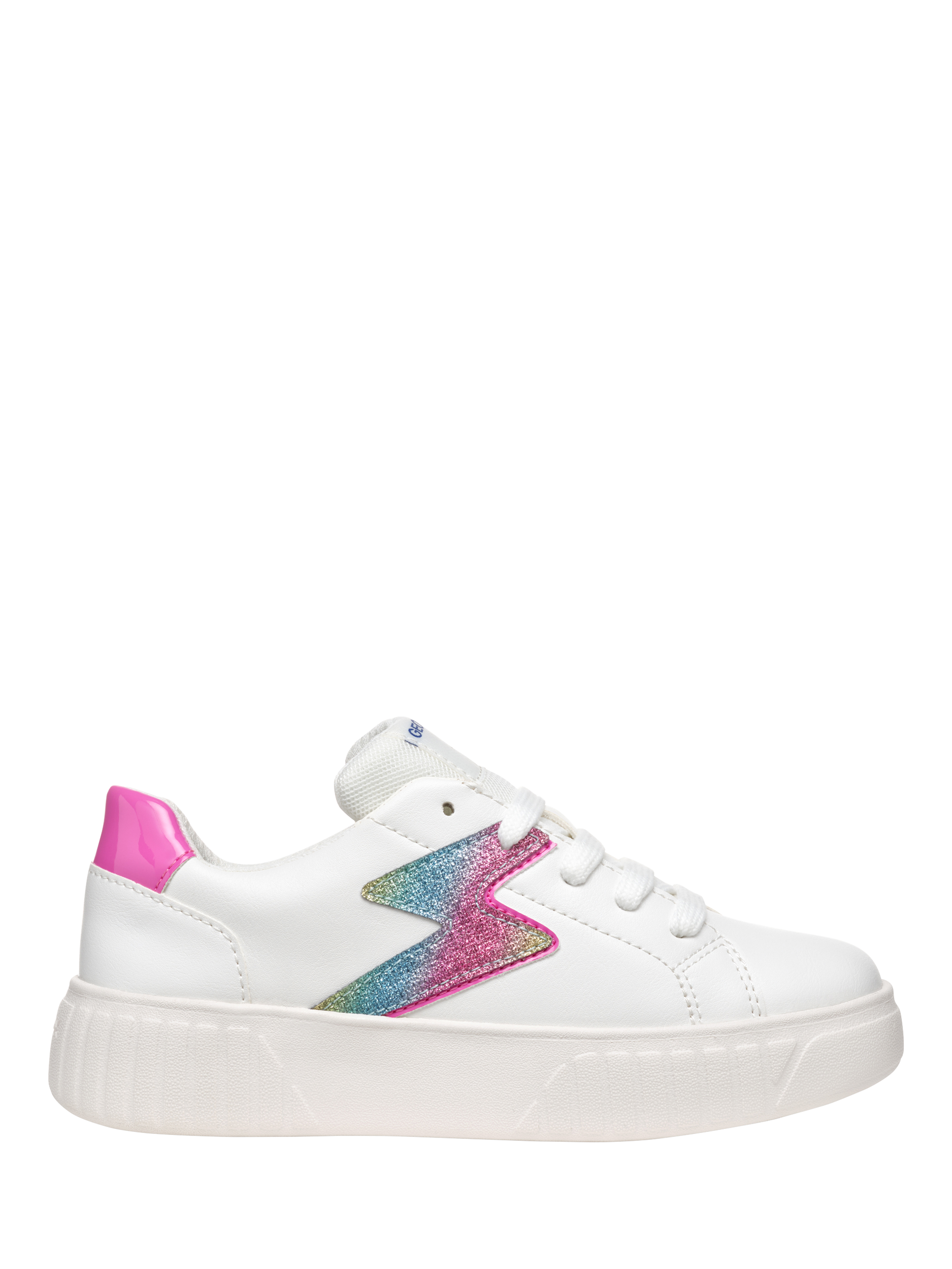Geox Kids' Mikiroshi Lace Up Trainers, White/Multicolor