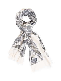 chesca Paris Print Scarf, Ivory/Black, Ivory/Black