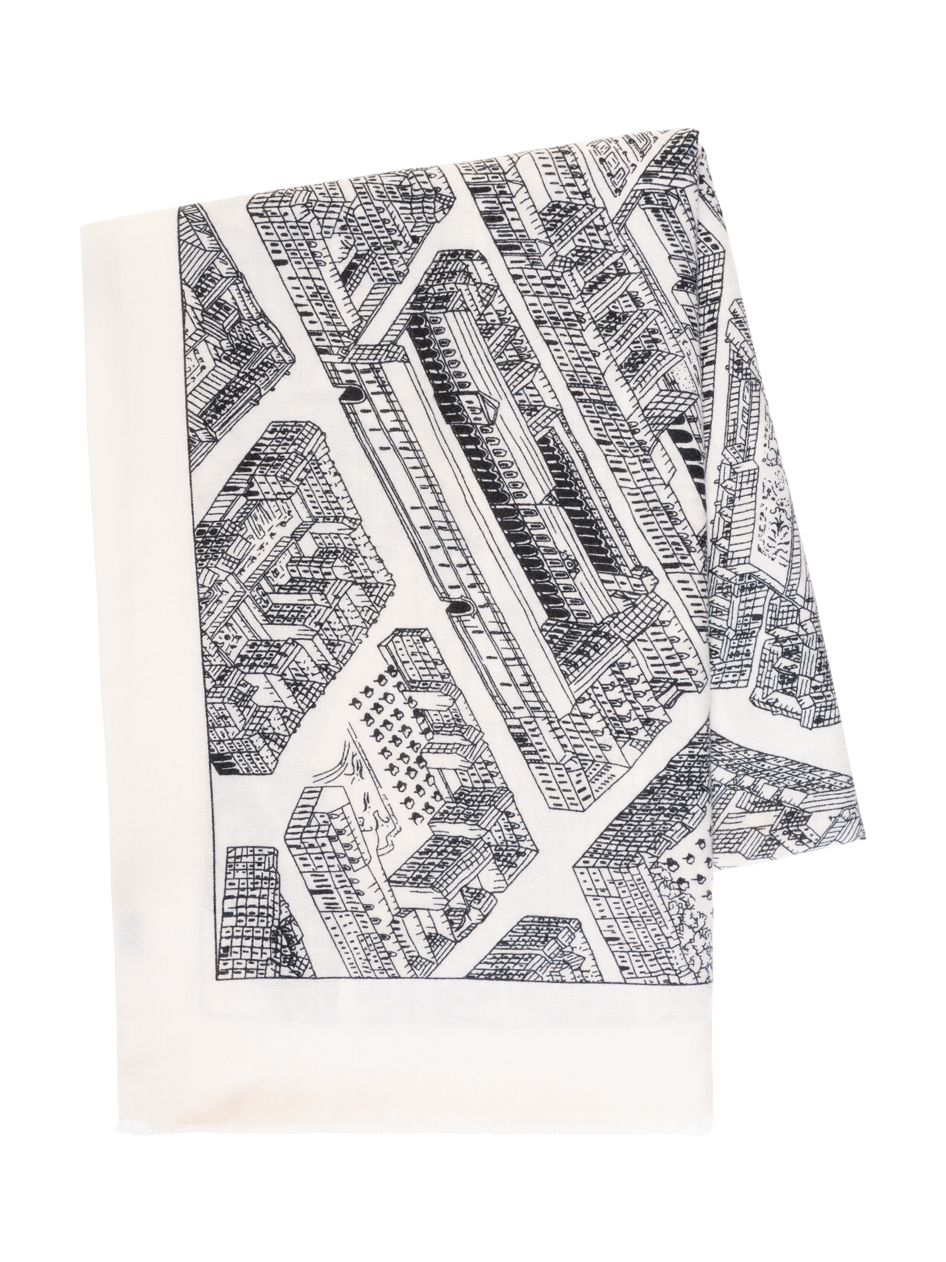 Product image 3 of 3, which shows chesca Paris Print Scarf, Ivory/Black
