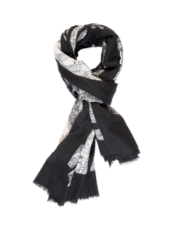 chesca Paris Print Scarf, Black/White, Black/White