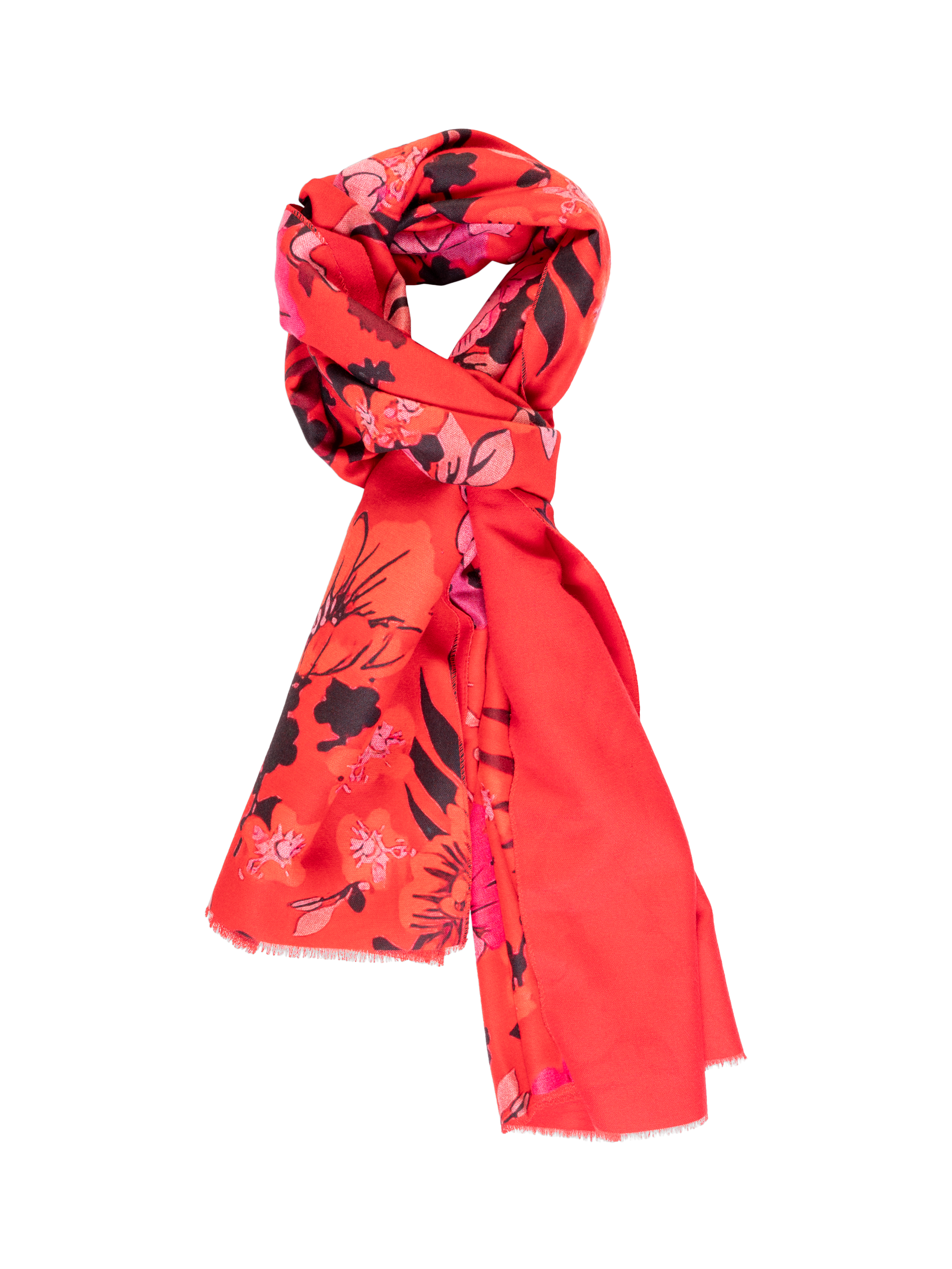 Product image 1 of 3, which shows chesca Botanical Print Scarf, Red/Multi