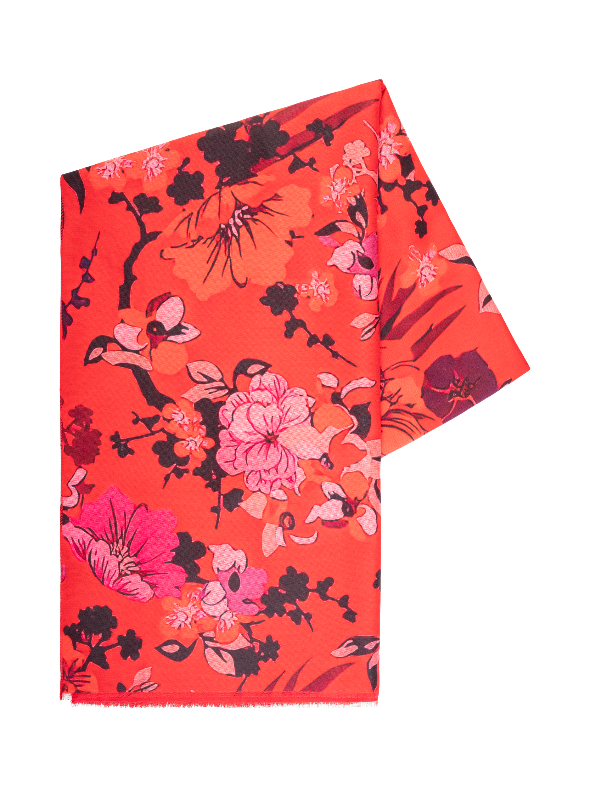 Product image 3 of 3, which shows chesca Botanical Print Scarf, Red/Multi