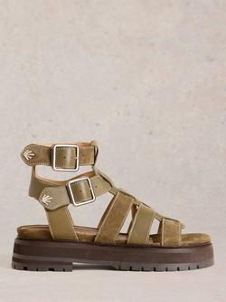 White Stuff Alexa Suede Strappy Platform Sandals, Khaki, Khaki