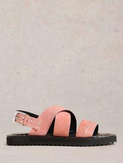 White Stuff Dolly Suede Western Sandals, Mid Pink, Mid Pink