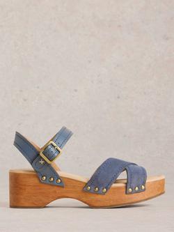White Stuff Phoebe Criss Cross Leather Sandals, Blue, Blue