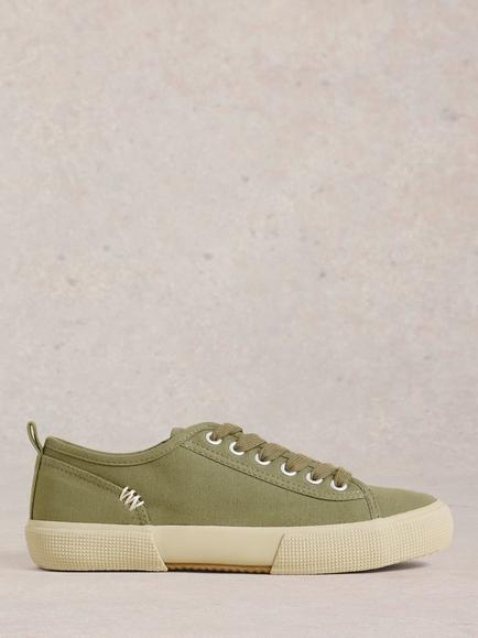 White Stuff Pippa Canvas Trainers, Khaki