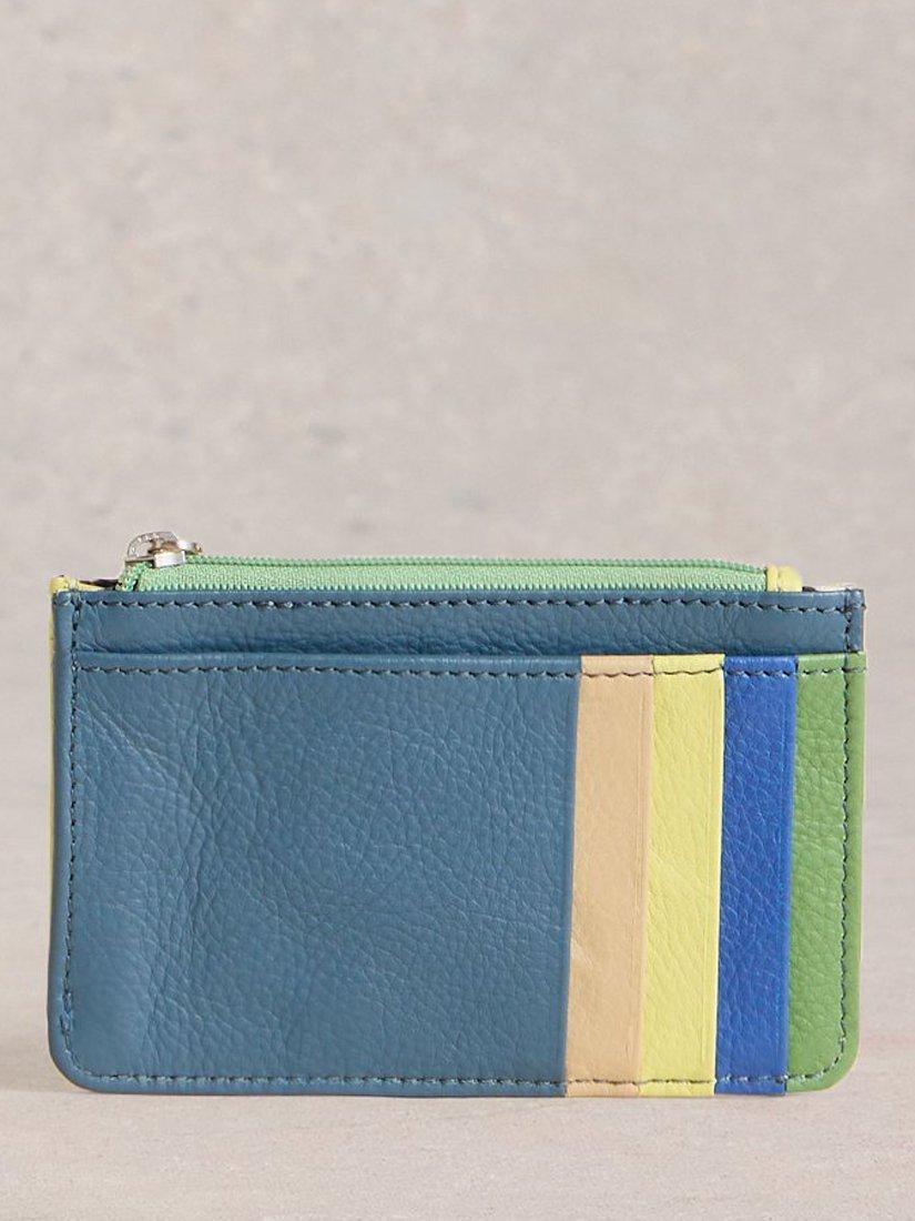 White Stuff Celia Leather Card Holder, Blue/Multi