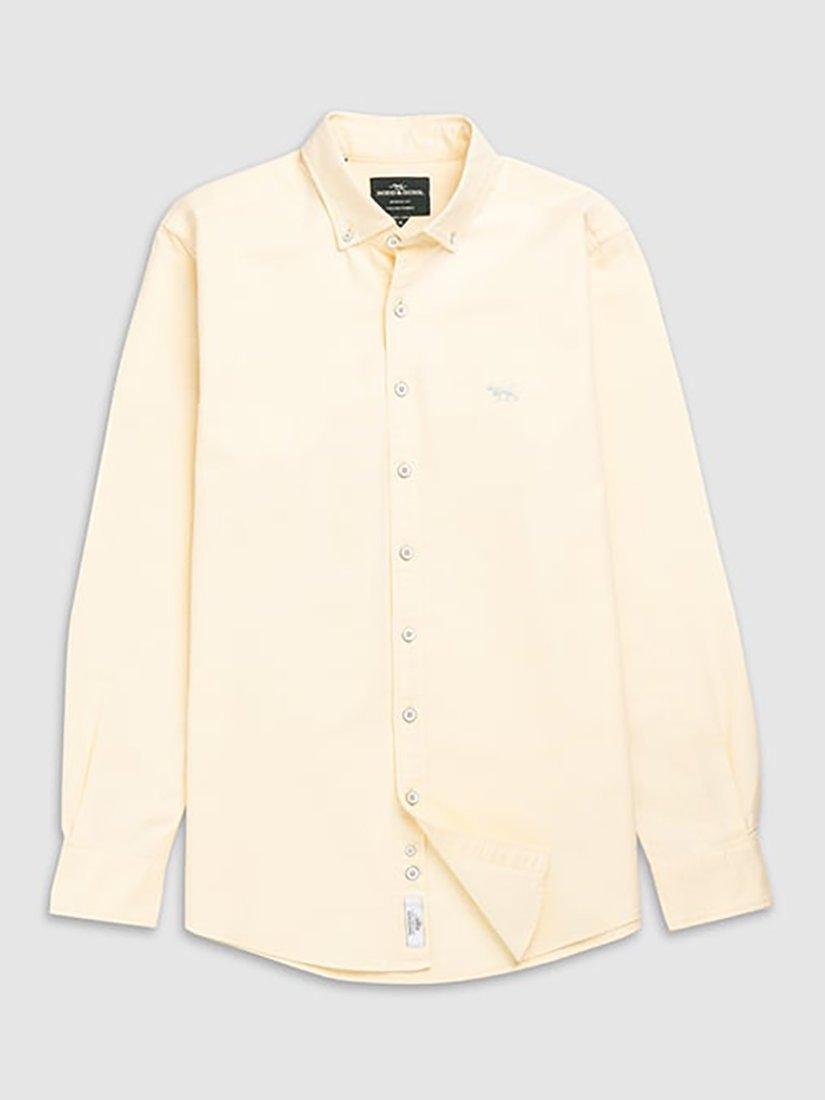 Product image 4 of 5, which shows Rodd & Gunn Gunn Oxford Plain Slim Fit Long Sleeve Shirt, Lemon, XS