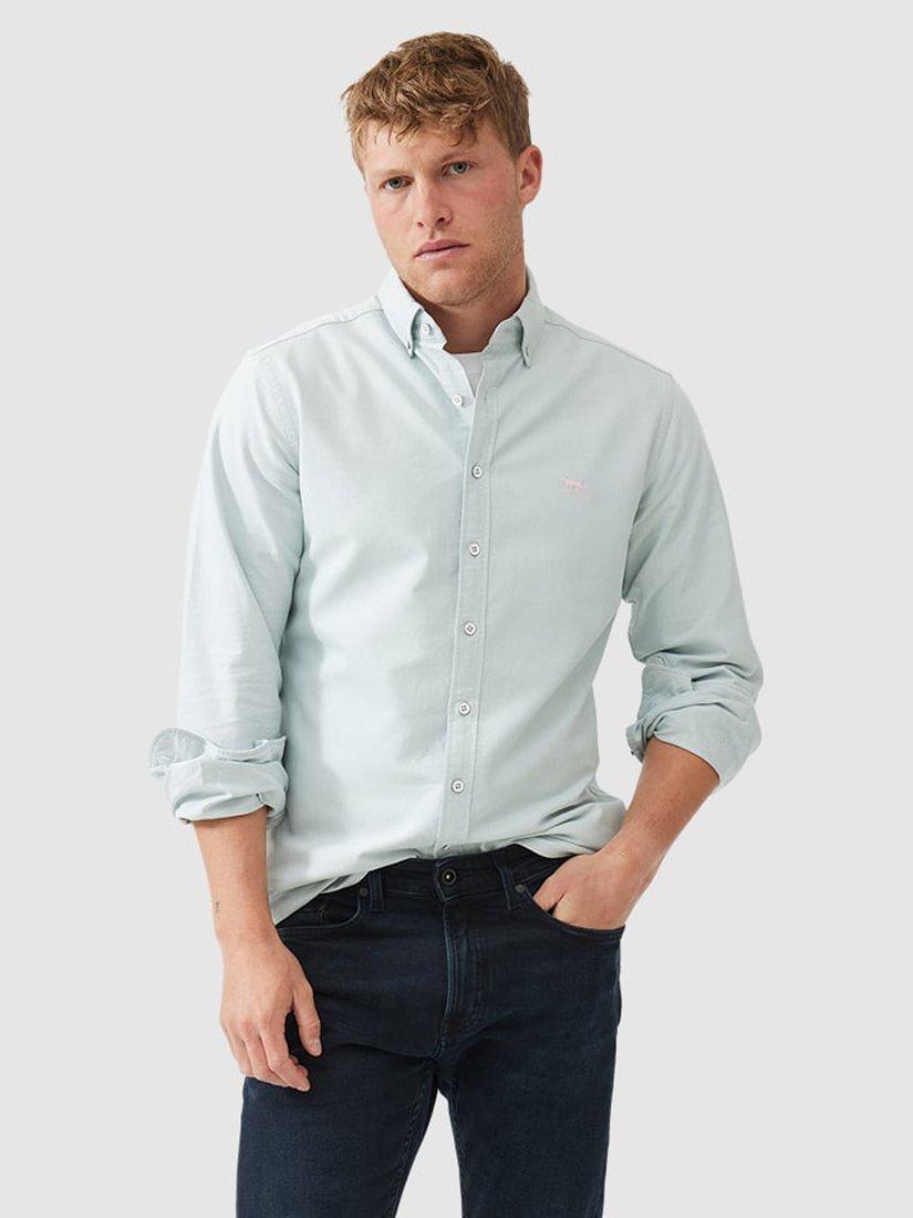 Product image 1 of 5, which shows Rodd & Gunn Gunn Oxford Cotton Slim Fit Long Sleeve Shirt, Sage, XS