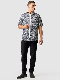 Rodd & Gunn Jameison Bay Geo Print Cotton Regular Fit Short Sleeve Shirt, Ink/White - view 2, Ink/White