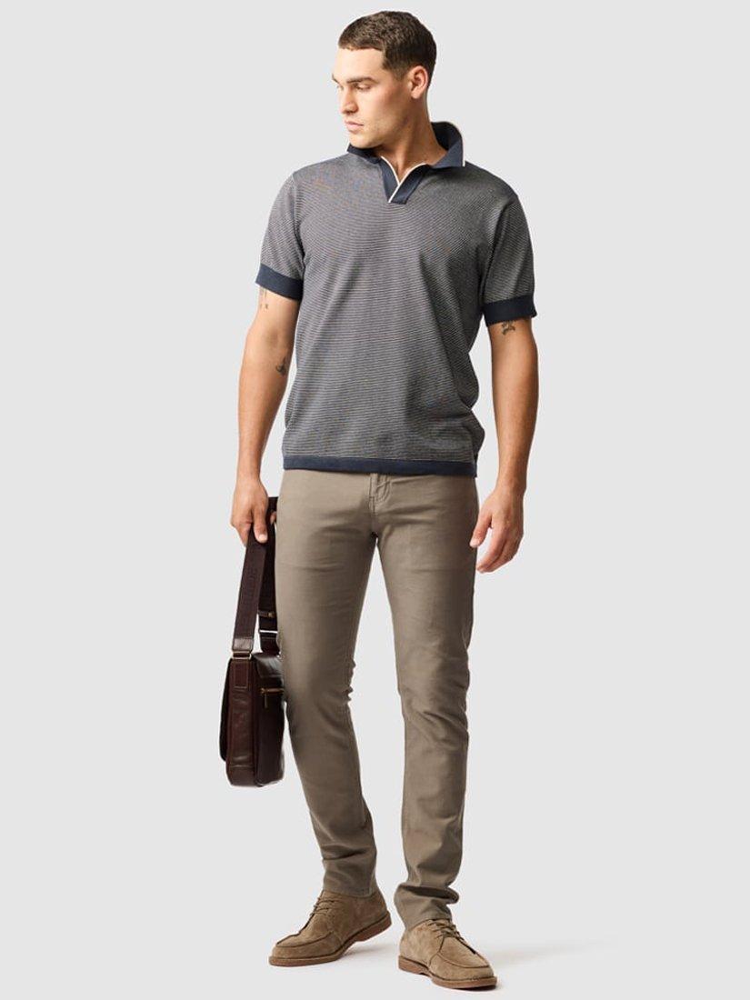 Product image 2 of 6, which shows Rodd & Gunn Leefield V Neck Knitted Cotton Short Sleeve Polo Shirt, Midnight, M
