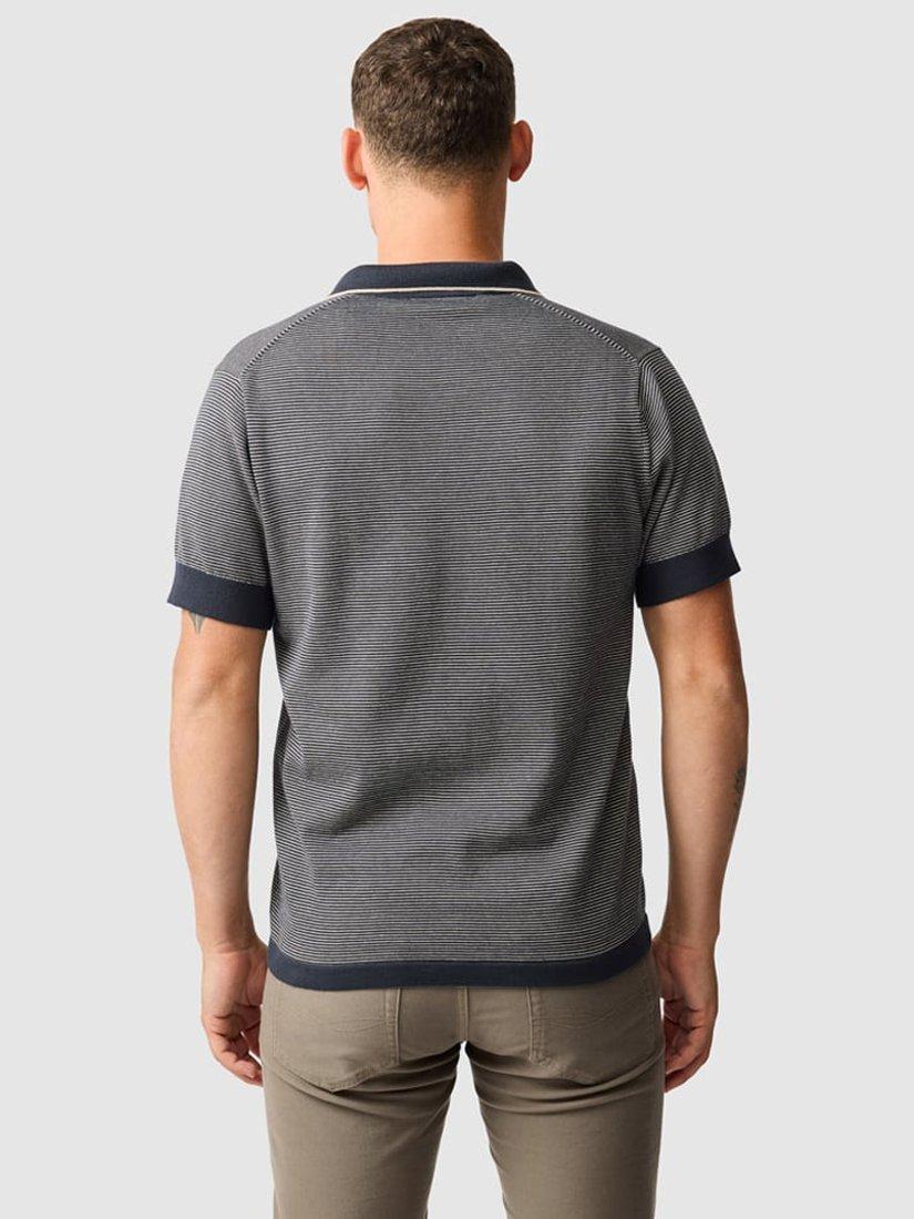 Product image 3 of 6, which shows Rodd & Gunn Leefield V Neck Knitted Cotton Short Sleeve Polo Shirt, Midnight, M