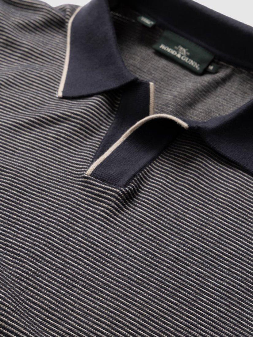 Product image 6 of 6, which shows Rodd & Gunn Leefield V Neck Knitted Cotton Short Sleeve Polo Shirt, Midnight, M