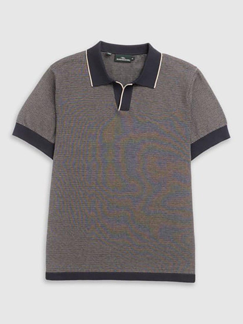 Product image 4 of 6, which shows Rodd & Gunn Leefield V Neck Knitted Cotton Short Sleeve Polo Shirt, Midnight, M