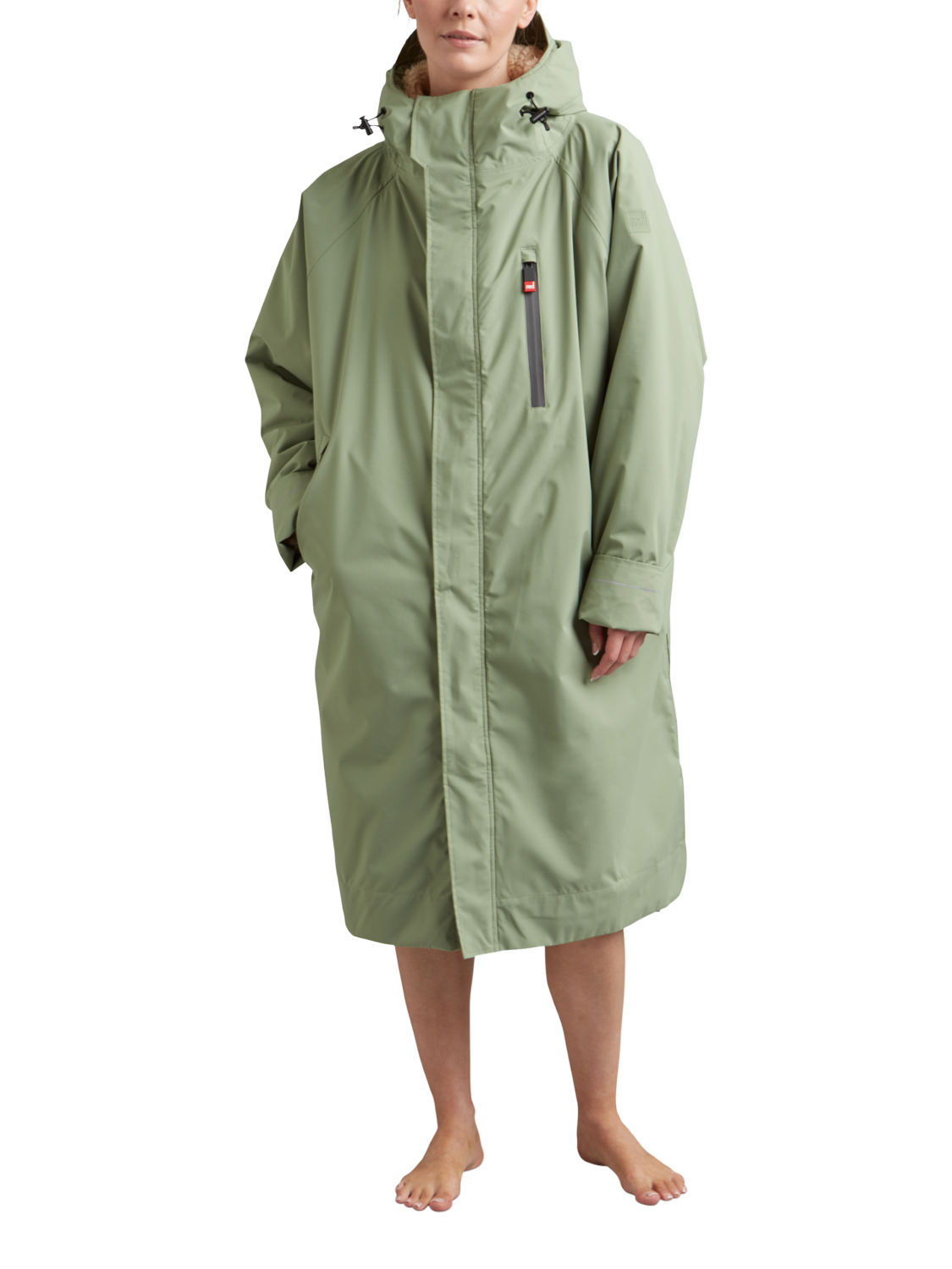 Product image 1 of 11, which shows Red Unisex EVO Pro Waterproof Changing Robe, Sage Green, S