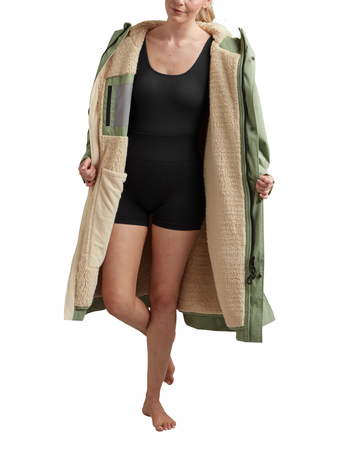 Product image 4 of 11, which shows Red Unisex EVO Pro Waterproof Changing Robe, Sage Green, S
