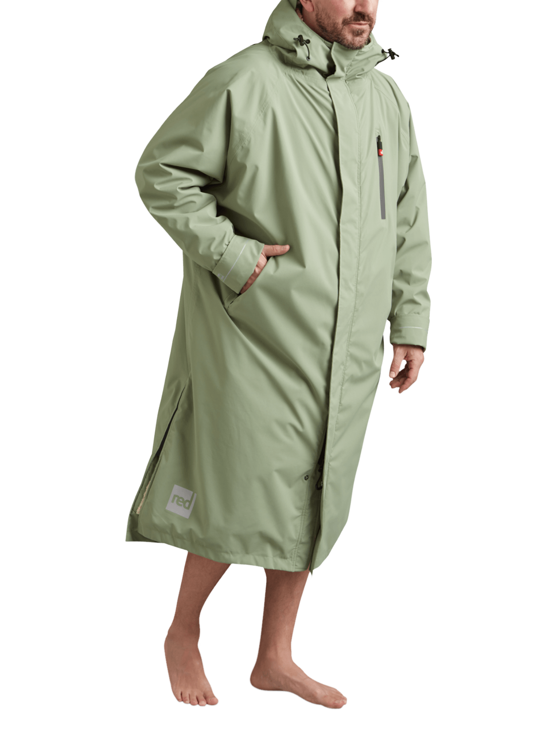 Product image 5 of 11, which shows Red Unisex EVO Pro Waterproof Changing Robe, Sage Green, S