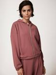 Mint Velvet Split Back Zip Up Hoodie, Dusty Pink