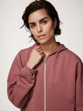 Mint Velvet Split Back Zip Up Hoodie, Dusty Pink