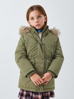 John Lewis Kids' Shower Resistant Parka, Green, Green