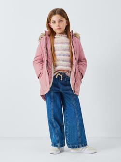 John Lewis Kids' Drawcord Waist Shower Resistant Parka, Light Pink - view 2, Light Pink