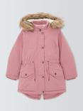 John Lewis Kids' Drawcord Waist Shower Resistant Parka, Light Pink