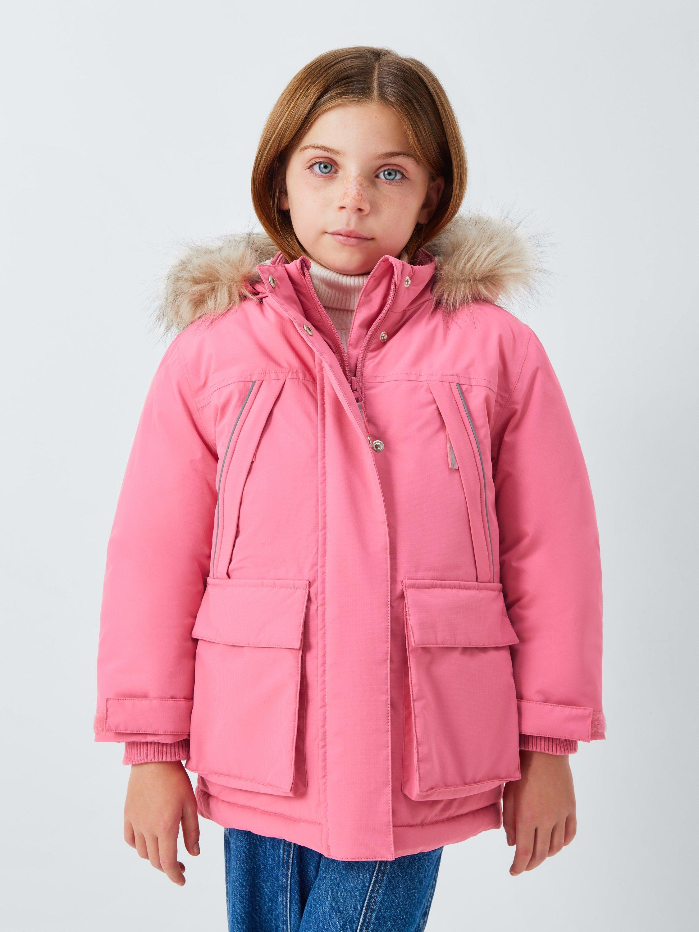 Product image 1 of 8, which shows John Lewis Kids' Tech Waterproof Parka, Pink, 7 years