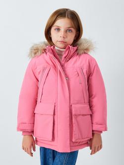 John Lewis Kids' Tech Waterproof Parka, Pink, Pink