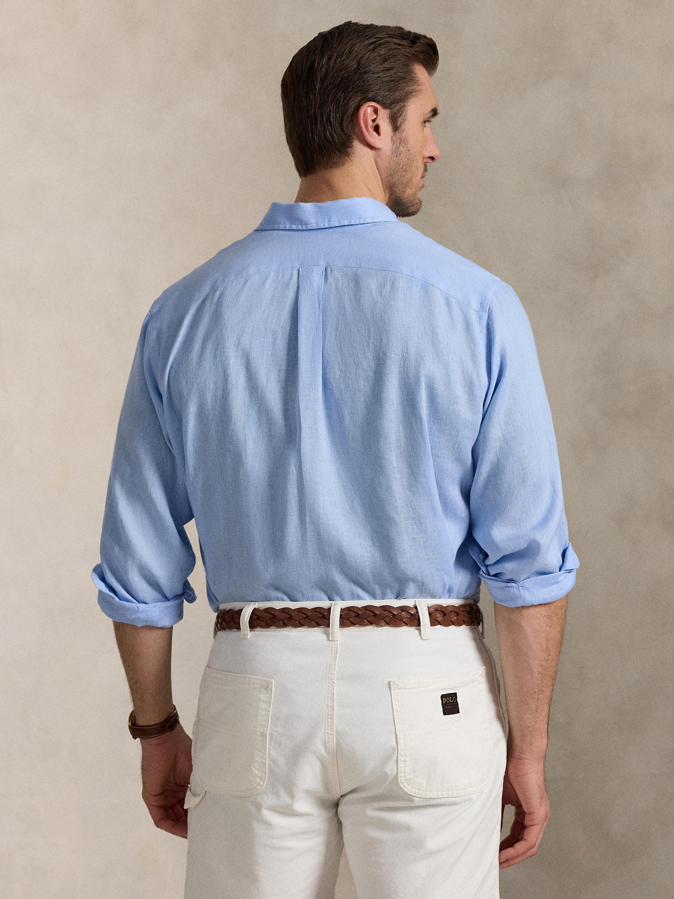 Product image 2 of 5, which shows Ralph Lauren Big & Tall Linen Shirt, Office Blue, 1XB