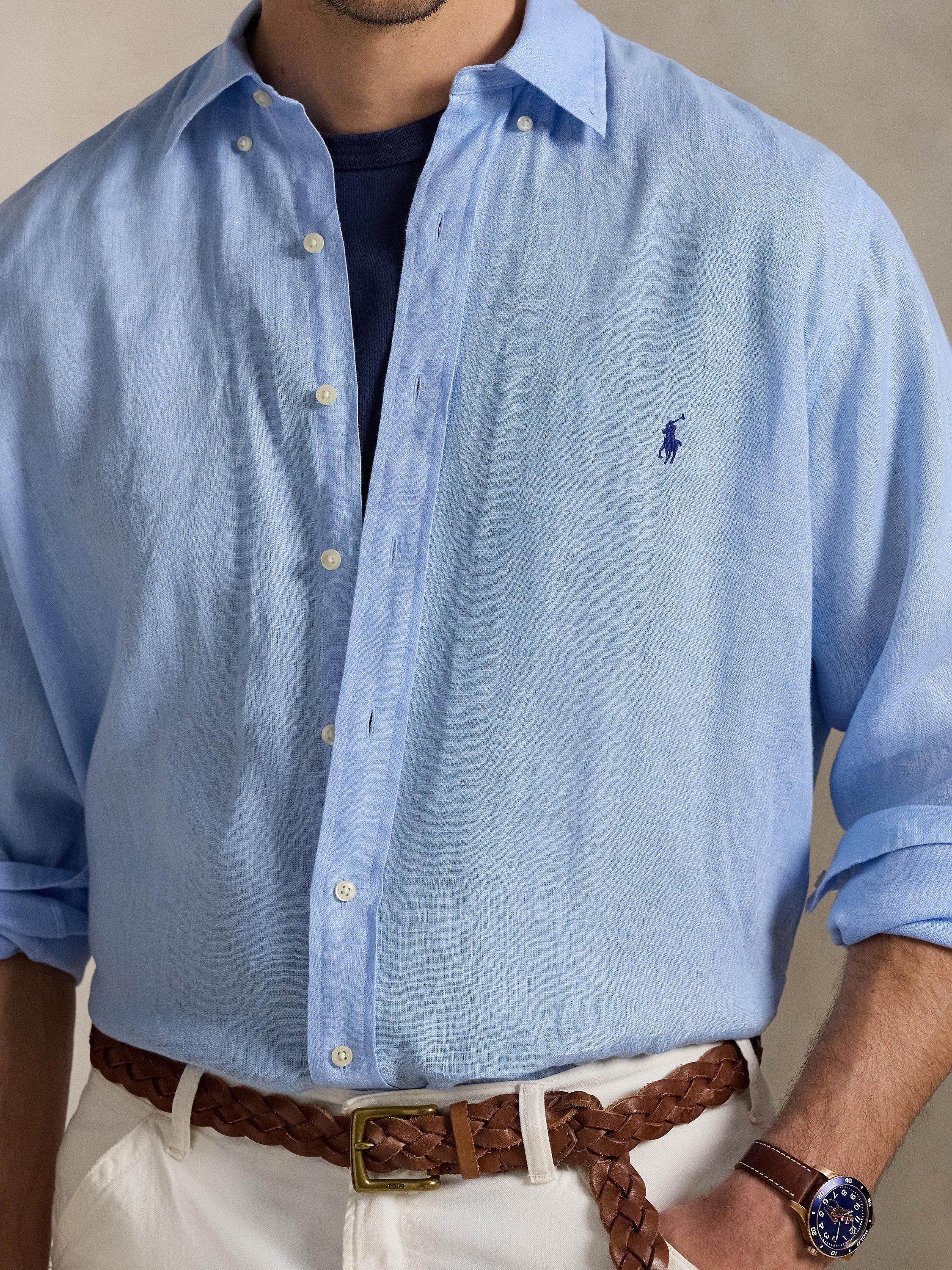 Product image 3 of 5, which shows Ralph Lauren Big & Tall Linen Shirt, Office Blue, 1XB