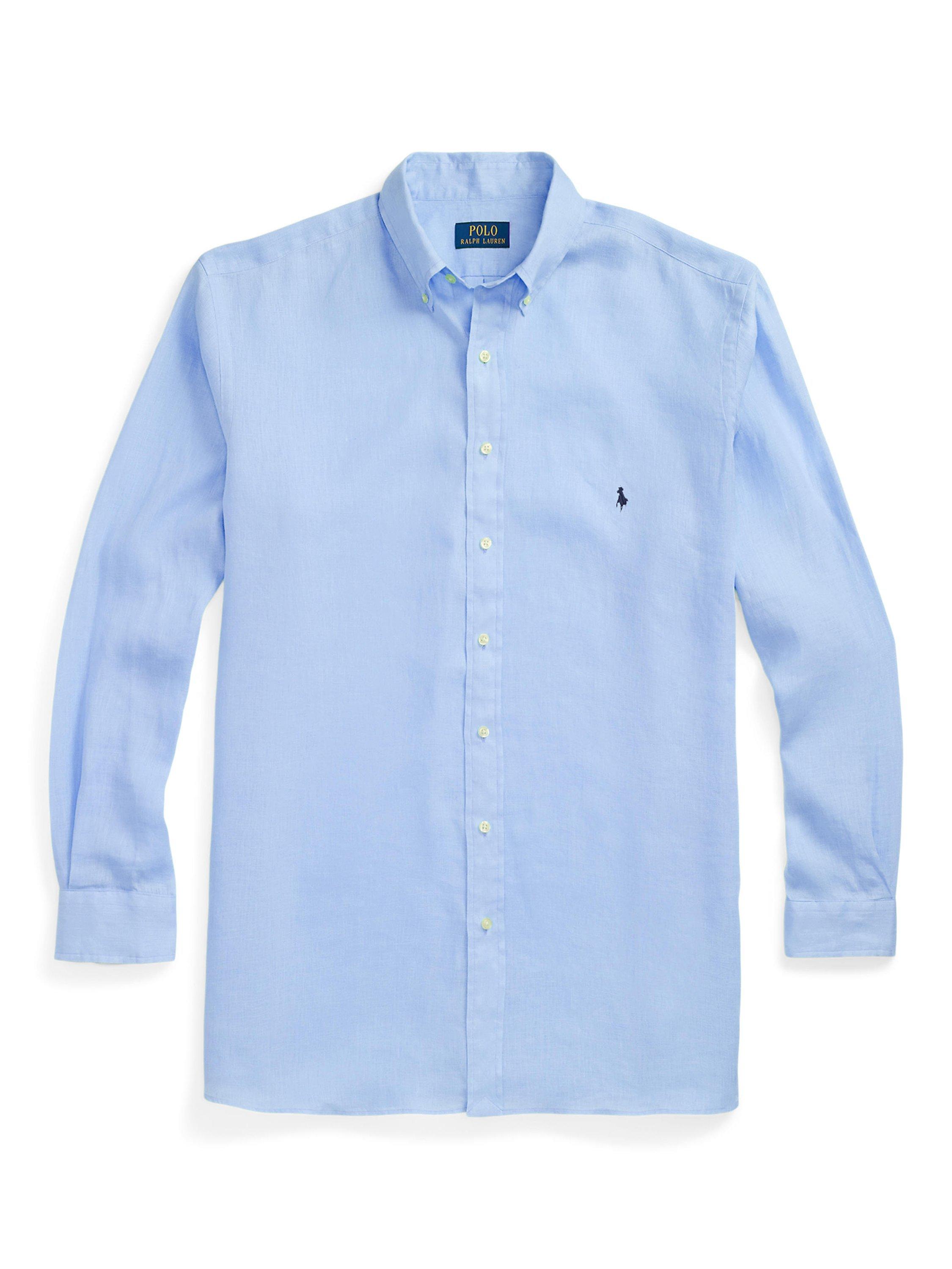 Product image 5 of 5, which shows Ralph Lauren Big & Tall Linen Shirt, Office Blue, 1XB