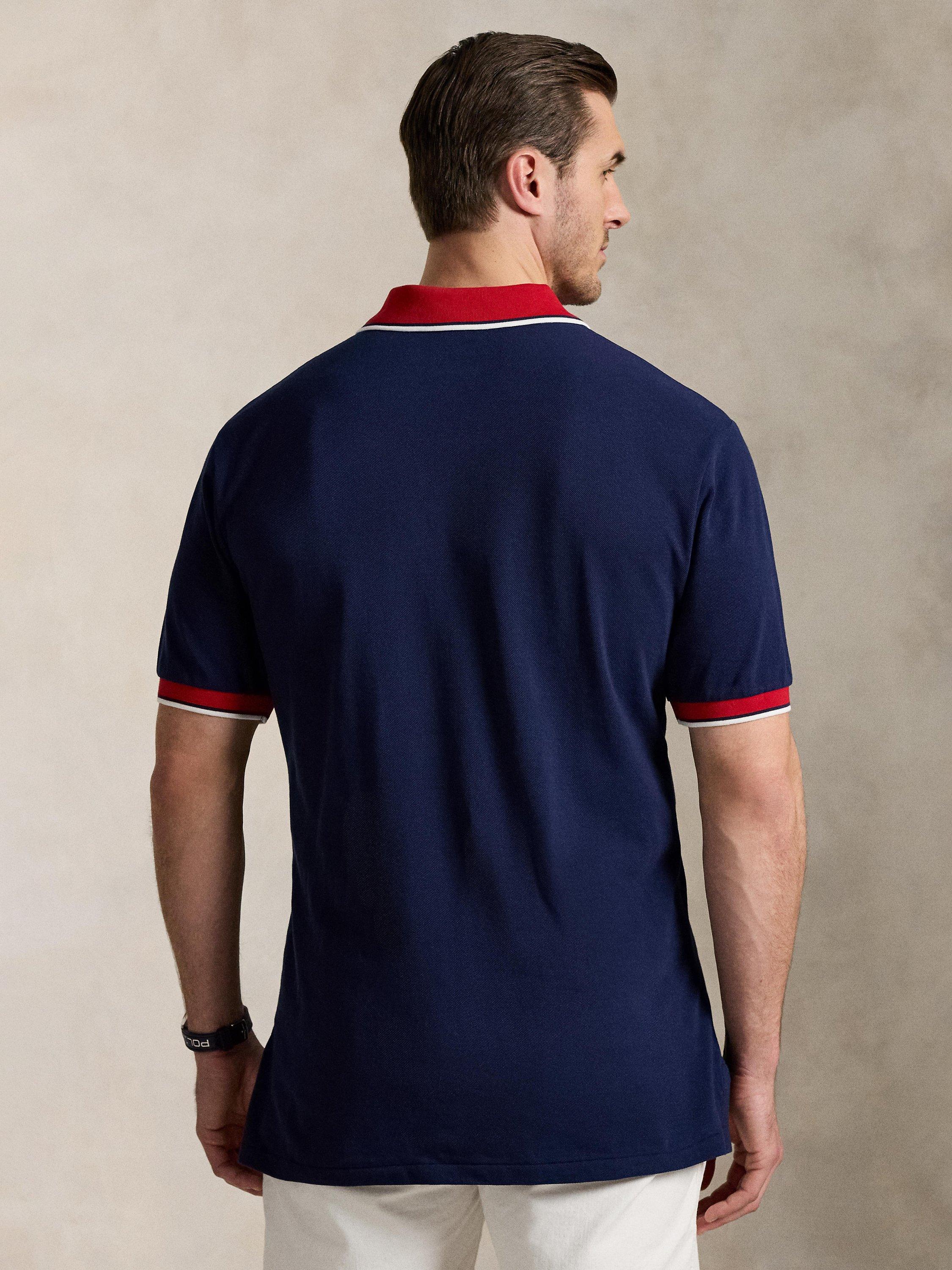 Product image 2 of 4, which shows Ralph Lauren Big & Tall Cotton Mesh Polo Shirt, Newport Navy/Red, 3LT