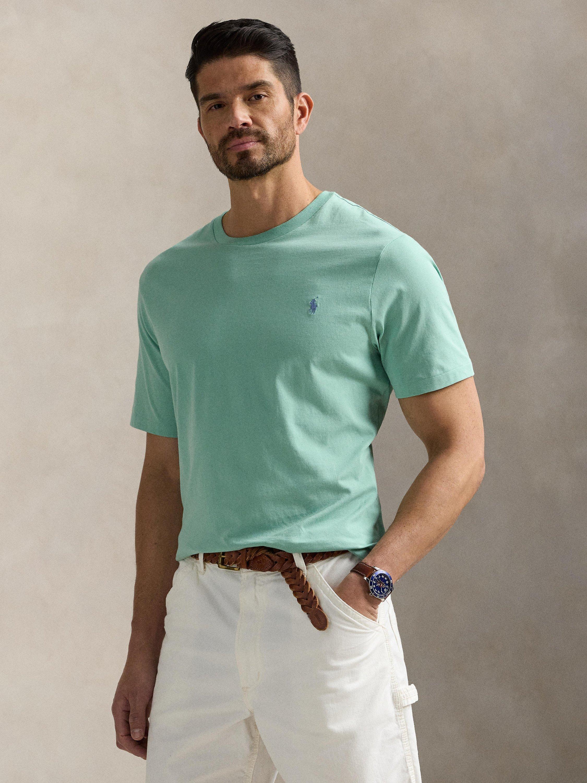 Product image 1 of 5, which shows Ralph Lauren Big & Tall Cotton Crew Neck T-Shirt, Celadon, 3XB